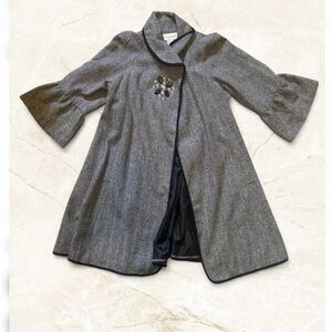 Vintage EARLY-2000S Newport News Jeweled Twee Herringbone Jacket Quiet Luxury 8